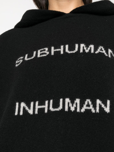 Rick Owens Intarsia-knit Pullover Hoodie In 黑色
