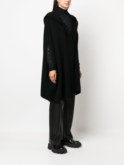 Shop Rick Owens Hooded Knitted Cardi-coat In 黑色
