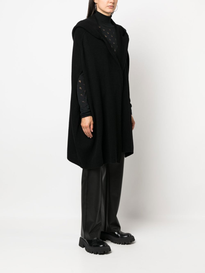 Rick Owens Hooded Knitted Cardi-coat In 黑色