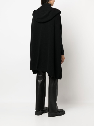 Rick Owens Hooded Knitted Cardi-coat In 黑色