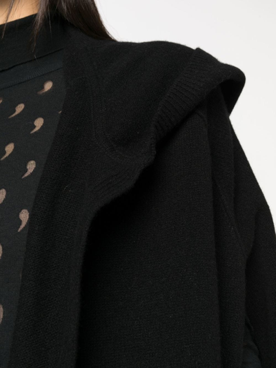 Rick Owens Hooded Knitted Cardi-coat In 黑色
