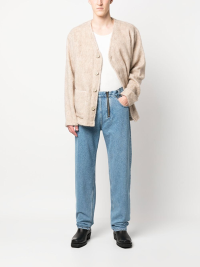 Shop Gmbh Zip-detail Straight-leg Jeans In 蓝色
