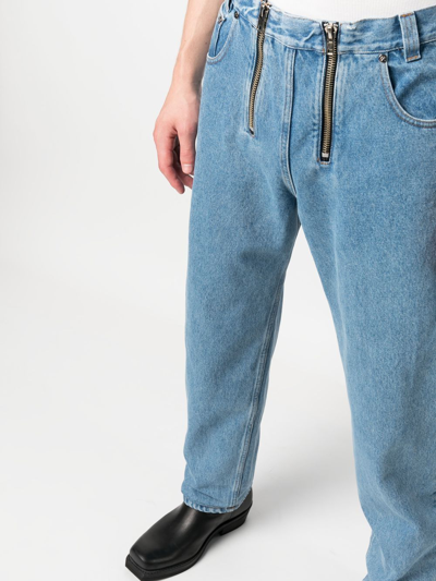 Shop Gmbh Zip-detail Straight-leg Jeans In 蓝色
