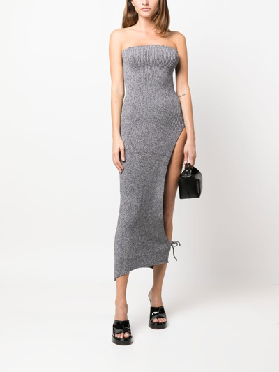 Shop A. Roege Hove Ribbed Strapless Dress In 灰色