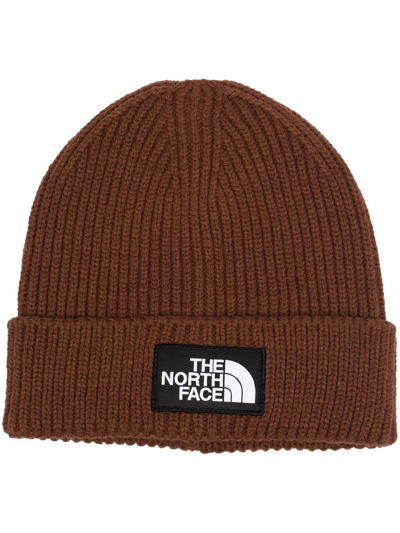 Shop The North Face Ribbed-knit Logo-patch Hat In 褐色