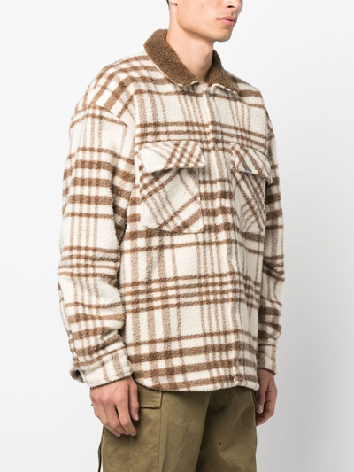 Shop Represent Checked Shirt Jacket In Brown