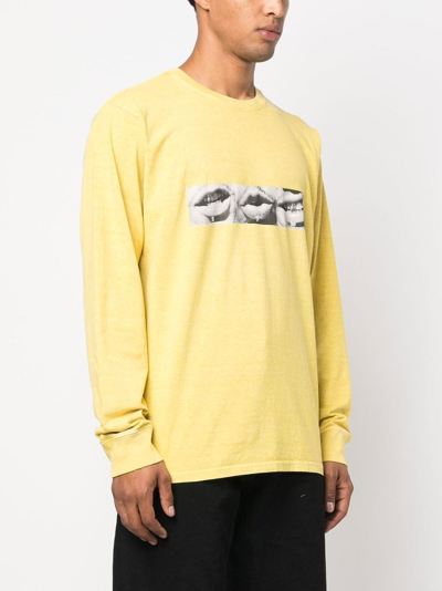 Shop Stussy Graphic-print Long-sleeve T-shirt In 黄色