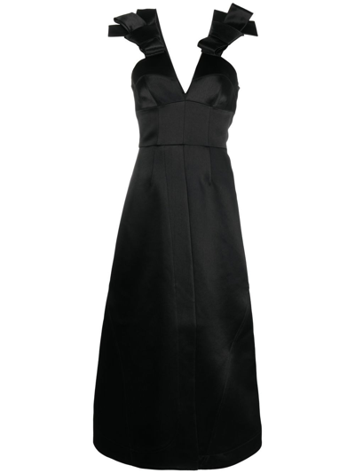 Jil Sander Black Satin Dress In 黑色