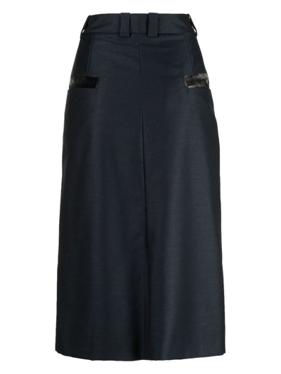 Shop Eftychia High-waist Wool-mohair Skirt In 蓝色