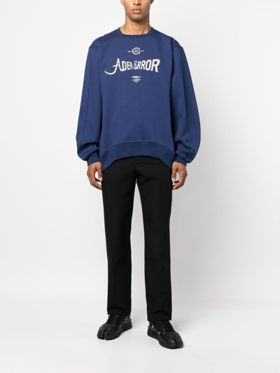 Ader Error Navy Verif Sweatshirt In 蓝色