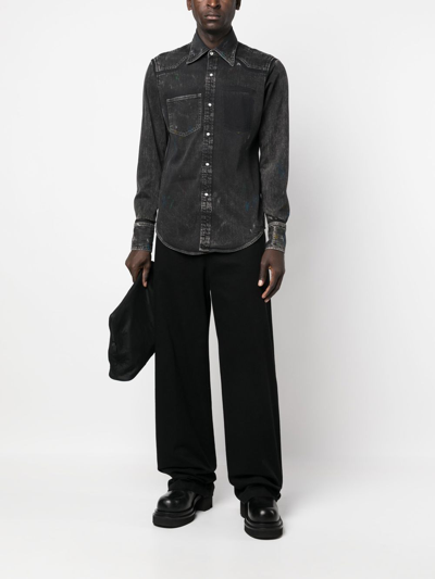 Shop Maison Margiela Front Press-stud Fastening Jacket In 黑色