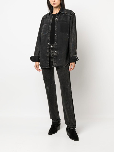 Shop Maison Margiela Front Press-stud Fastening Jacket In 黑色