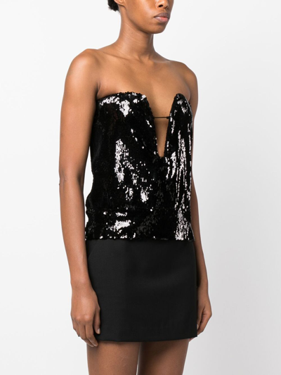 Shop Isabel Marant Mandy Sequin-embellished Top In 黑色