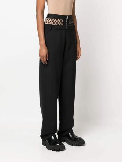 Shop Dion Lee Fishnet-detail Tailored Trousers In 黑色