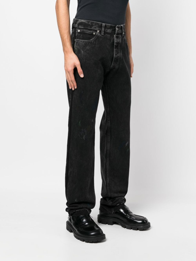 Shop Maison Margiela Paint Straight-leg Jeans In 黑色