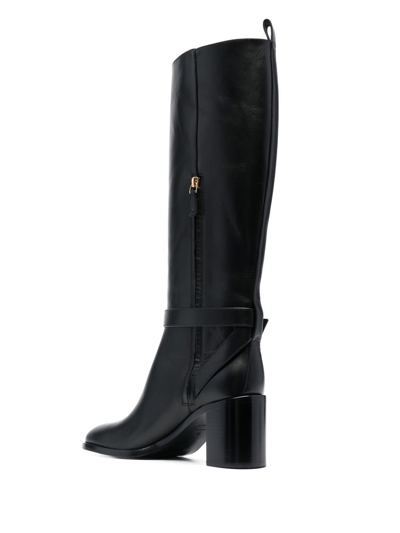Dsquared2 Logo-buckle Leather Boots In 黑色