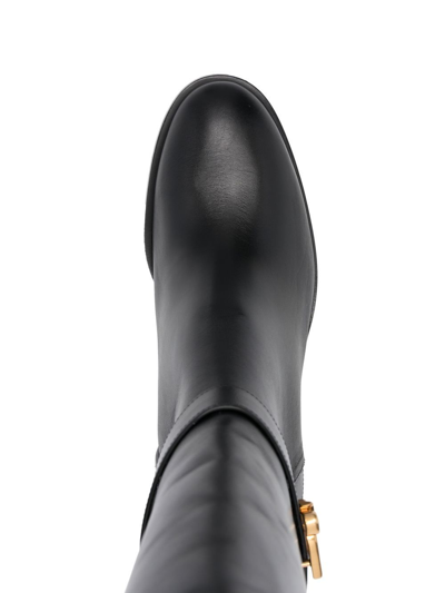 Dsquared2 Logo-buckle Leather Boots In 黑色