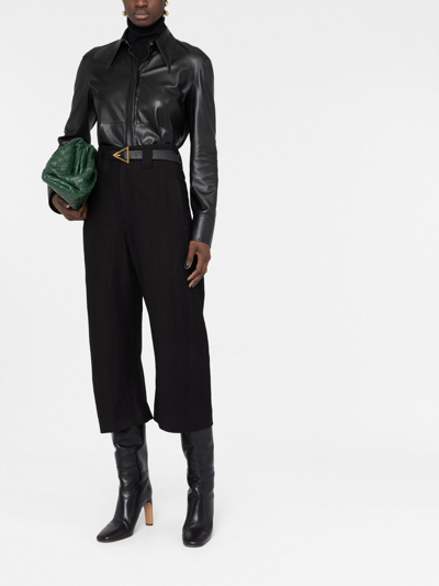 Shop Lemaire Cropped Tapered Trousers In 黑色