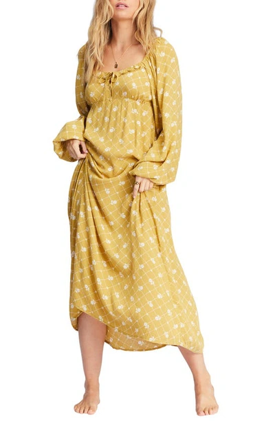 Shop Billabong Better Days Floral Long Sleeve Maxi Dress In Yellow Multi