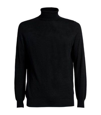 Shop Johnstons Of Elgin Extra-fine Wool Rollneck Sweater In Black