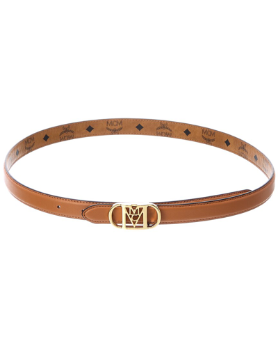 Shop Mcm Mode Travia Reversible Leather Belt In Brown