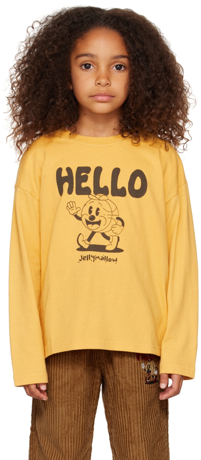 Shop Jellymallow Kids Yellow 'hello' Long Sleeve T-shirt