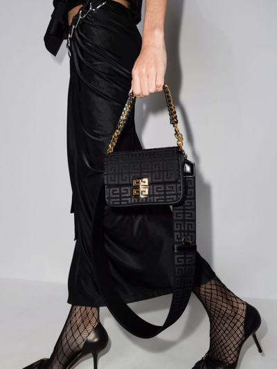 Shop Givenchy 4g Jacquard Crossbody Bag In Black