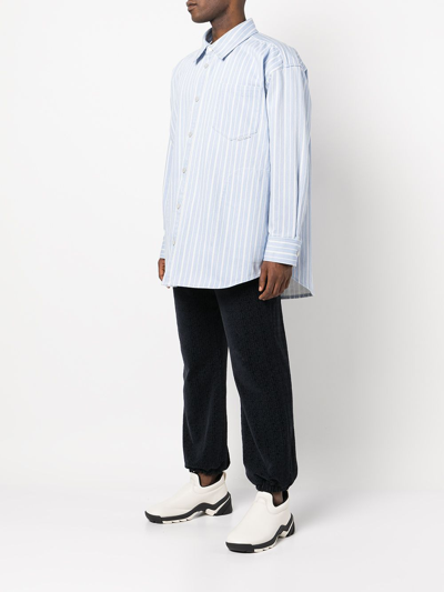 Shop Alexander Wang Striped Cotton Shirt Jacket In Blue