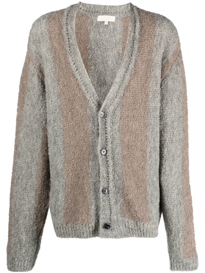 Shop Mfpen Textured Stripe-knit Cardigan In Brown