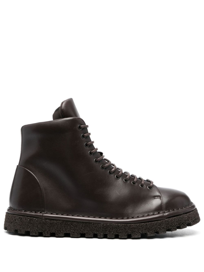 Shop Marsèll 35mm Lace-up Leather Boots In Brown