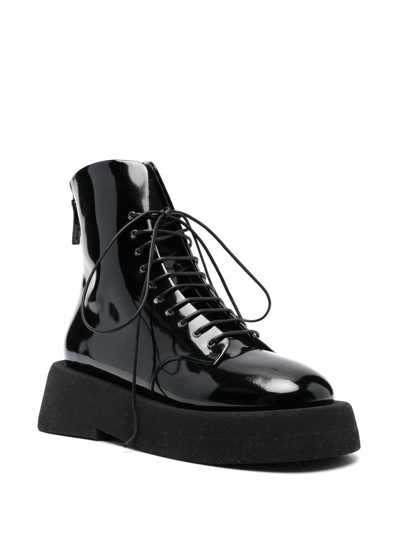 Marsèll 55mm Patent Lace-up Boots In Black