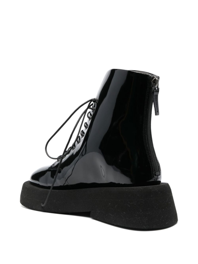 Marsèll 55mm Patent Lace-up Boots In Black