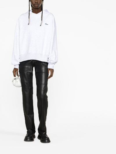 We11 Done Logo-embroidered Oversized Hoodie In Grey