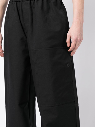 Shop Off-white High-waisted Wide-leg Trousers In Black