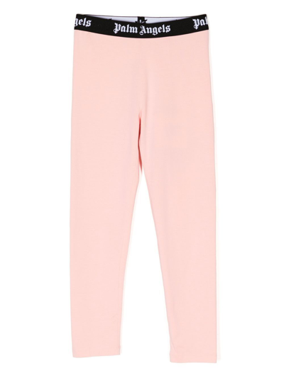 Shop Palm Angels Logo Waistband Leggings In Pink