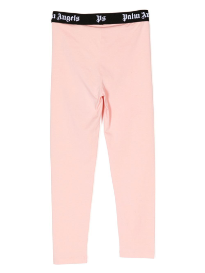 Shop Palm Angels Logo Waistband Leggings In Pink