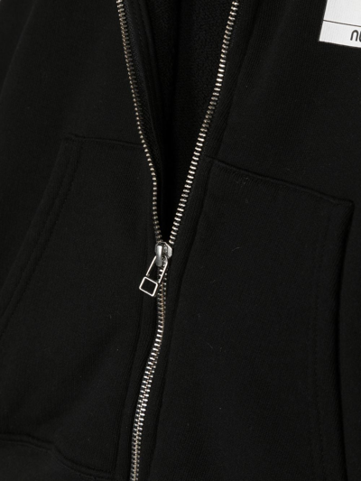 Shop Nununu Logo-patch Zipped Hoodie In Black