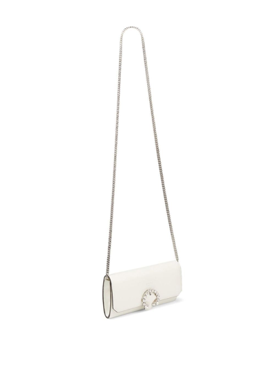 Shop Jimmy Choo Crystal-buckle Clutch-bag In White