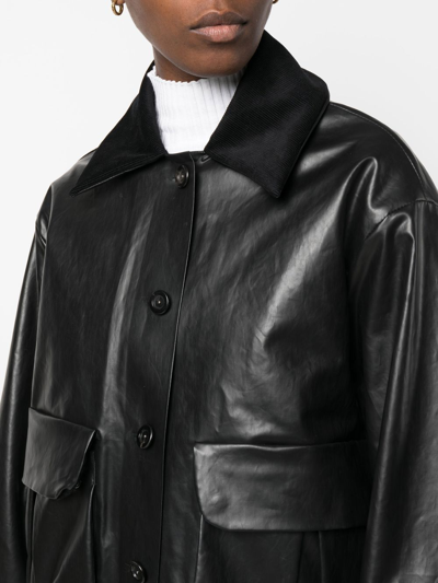 Shop Kassl Editions Wide-sleeve Faux-leather Jacket In Black