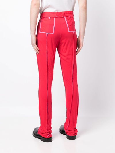Shop Edward Cuming Seam-detail Straight-leg Trousers In Red