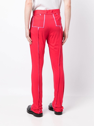 Edward Cuming Seam-detail Straight-leg Trousers In Red