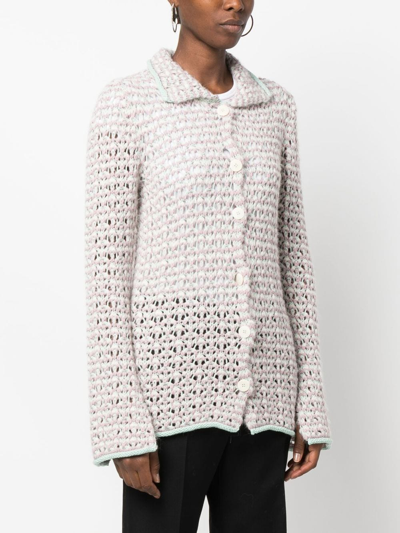Shop Marco Rambaldi Open-knit Long Sleeve Shirt In Pink
