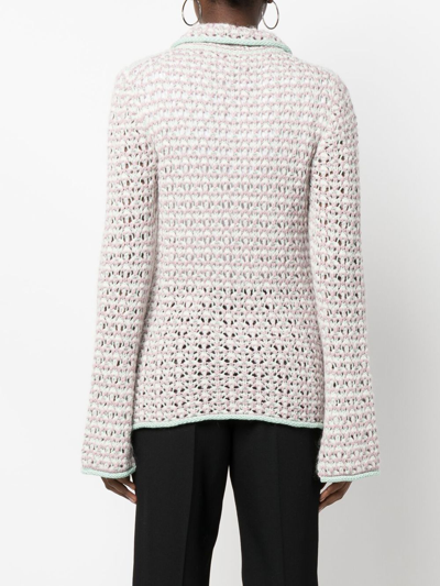 Shop Marco Rambaldi Open-knit Long Sleeve Shirt In Pink