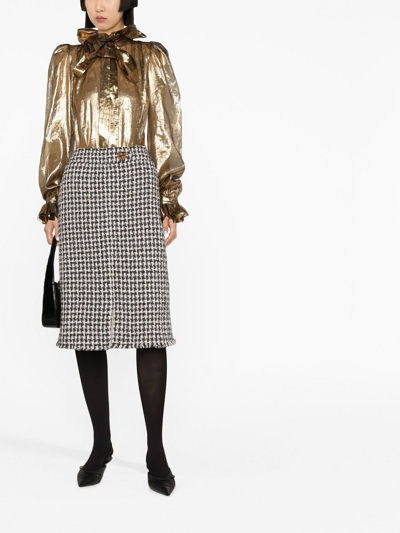Lanvin Tweed Pencil Skirt In Black