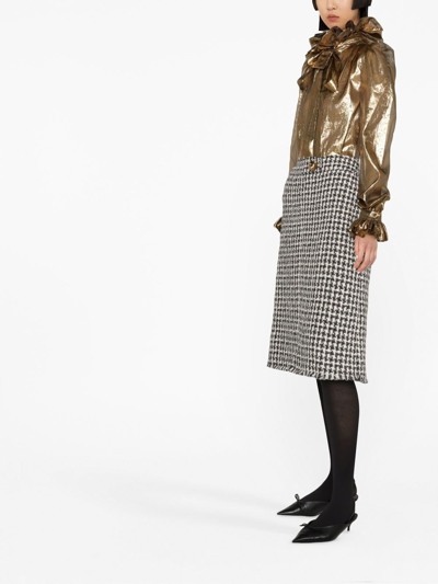 Lanvin Tweed Pencil Skirt In Black