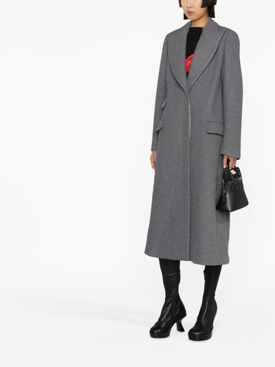 Shop Loewe Single-breasted Wool Coat In Grey