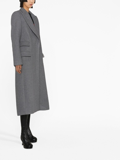 Shop Loewe Single-breasted Wool Coat In Grey