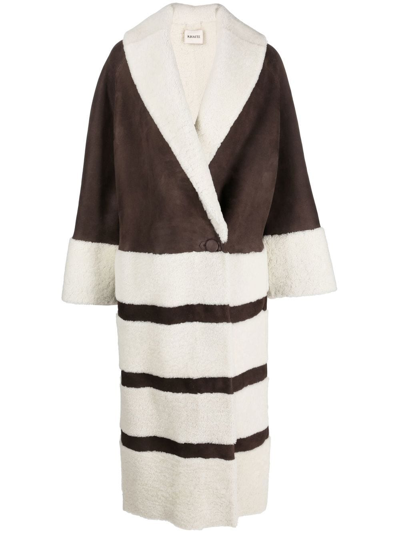 Shop Khaite Shearling-embellished Layton Coat In Brown
