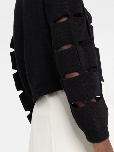 Shop Valentino Cut-out Wool Jumper In Black
