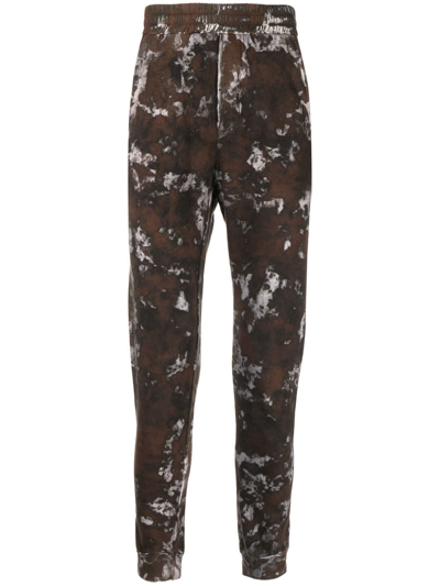 Shop Avant Toi Marbled Tapered Track Pants In Brown